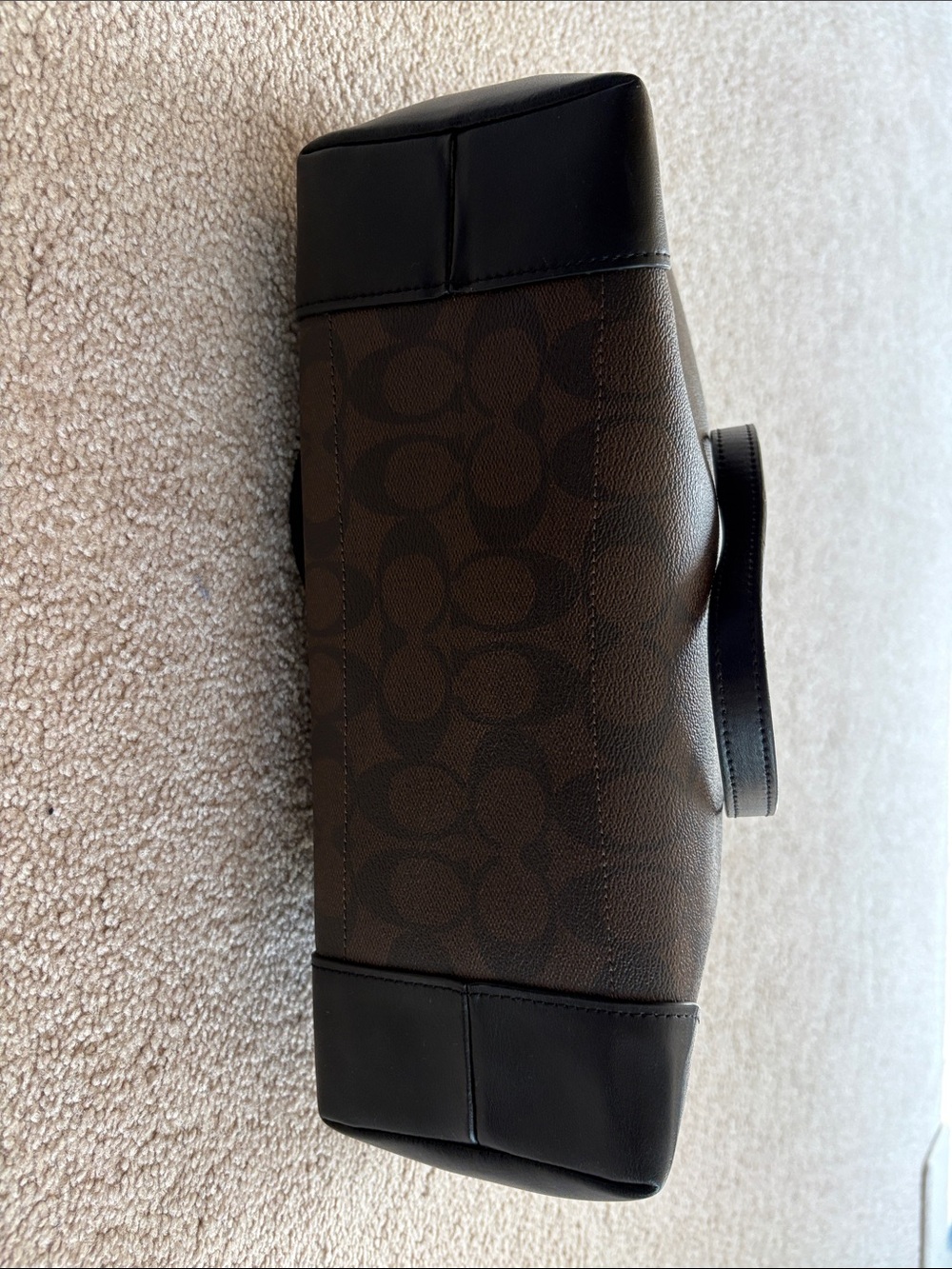 Coach Brown Signature Canvas Tote with Black Trim - Picture 3 of 7